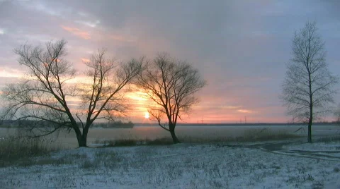 Winter sunset, timelapse Stock-Footage 615092