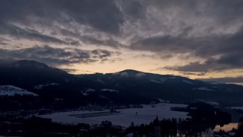 Winter sunset timelapse over valley Stock Footage 329490434