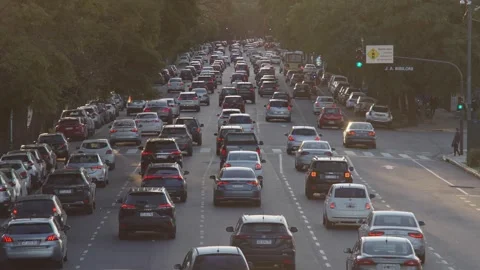Winter sunset traffic in Recoleta, Buenos Aires – urban cityscape with cars Stock Footage 314481907