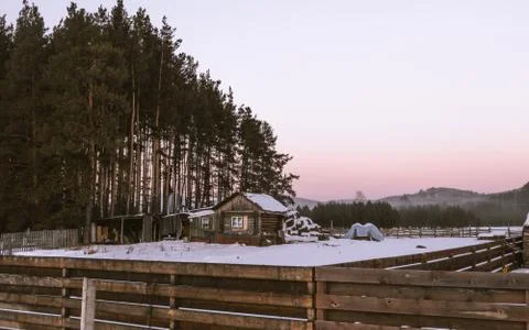 Winter sunset view Stock Photos