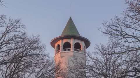 Winter Sunset on the Witch's Hat Water Tower Stock Footage 101216876