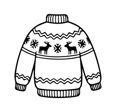 Winter sweater icon doodle hand drawn. Outline line drawing clipart symbol... Stock Illustration