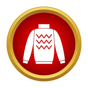 Winter sweater icon inside red and gold circle frame Stock Illustration