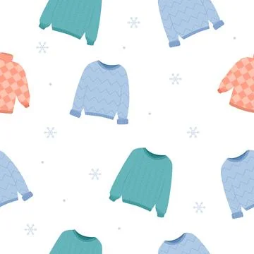Winter sweater seamless pattern. Warm sweater. Winter clothing Stock Illustration