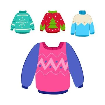 Winter sweaters collection promoting cozy festive season comfort Stock Illustration