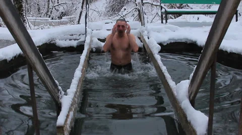 Winter Swimmer Stock Footage 57643150