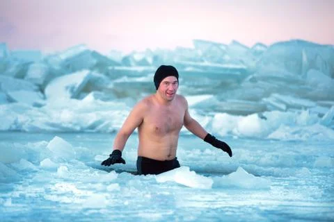 Winter swimming Stock Photos