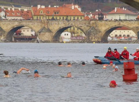 Winter swimming Stock Photos