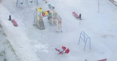 Winter swing without children spinning in the wind. Stock Footage 109193066