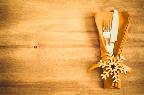 Winter Table Setting. Christmas Culinary Background. Stock Photos