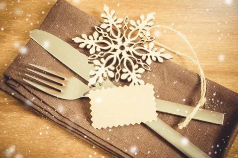 Winter Table Setting. Christmas Culinary Background. Stock Photos