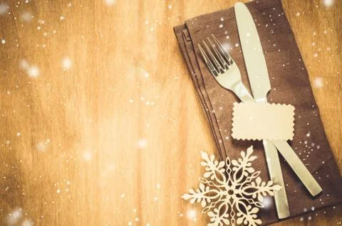 Winter Table Setting. Christmas Culinary Background. Stock Photos