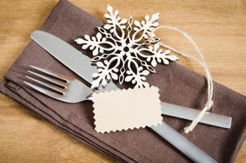 Winter Table Setting. Christmas Culinary Background. 스톡 사진