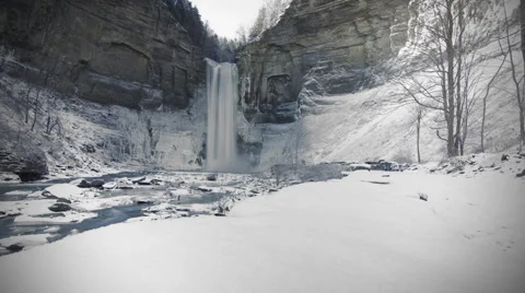 Winter Taughannock Falls Time Lapse Video stock 50673366