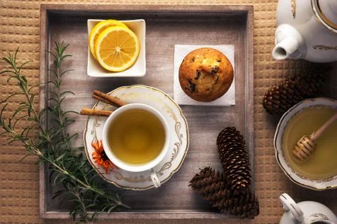 Winter tea time. Stock-Fotos