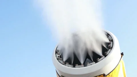Winter tech innovation showcasing eco-friendly snow generation in 4K Stock-Footage 301874418