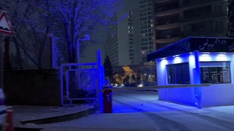 Winter in Tehran Iran and luxury residential complex security gate with fence Stock Footage 338171969