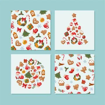 Winter template with New Year's illustrations and prints. Cute christmas banner Stock Illustration