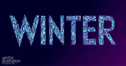 Winter text 3D glowing effect. New Year holiday frosty iced banner template Stock Illustration
