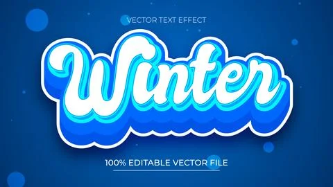 Winter text effect font editable typography 3d text for Christmas vector te.. Illustrazione stock