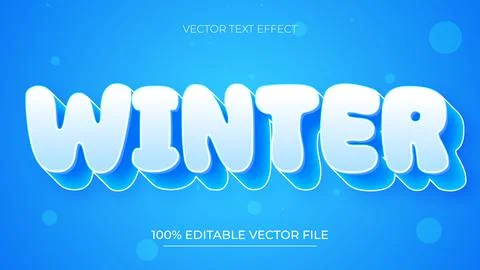 Winter text effect font editable typography 3d text for Christmas vector te.. Stock Illustration