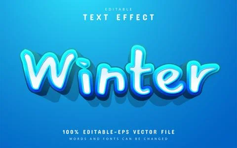 Winter text effect, font style editable Illustrazione stock