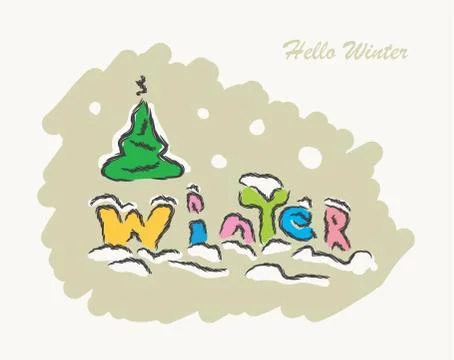 Winter text hand drawn creative Stock-Illustration