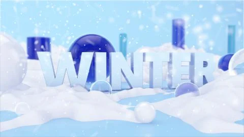 Winter Text Landscape 3D Scene Stock Illustration
