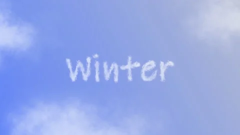 Winter Text or Word with Cloud Effect Symbol Animation on Blue Sky Vidéo 231986652