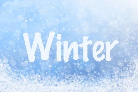 Winter text on snowy sky background Stock Illustration