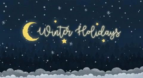 Winter textural blue forest background, moon made of cheese, happy new year 2 Stock Illustration