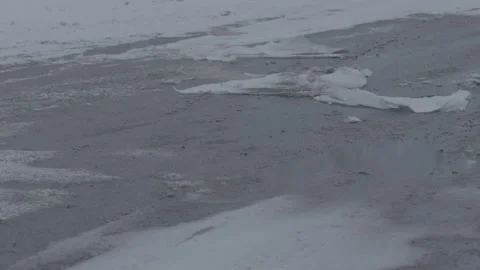 Winter, thawed areas on the road, snow Stock Footage 270538947