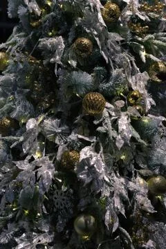 Winter Theme Decorated Christmas Tree Stock Photos