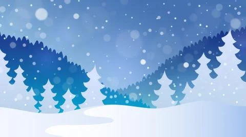 Winter theme landscape - eps10 vector illustration. Stock-Illustration