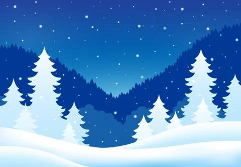 Winter theme landscape - eps10 vector illustration. Stock Illustration
