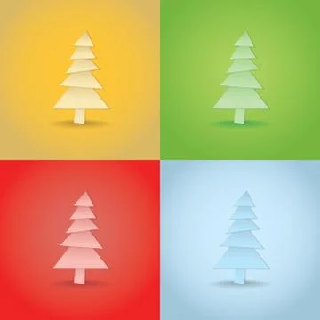 Winter theme, set of christmas trees Stock Illustration