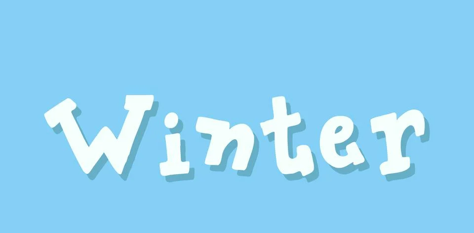 Winter themed text displayed against a light blue background showcasing a pla Stock Illustration