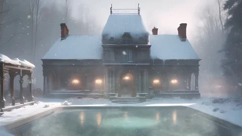 Winter thermal bath ambience loop Stock Footage 255721693