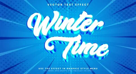 Winter Time 3D editable text effect 스톡 일러스트