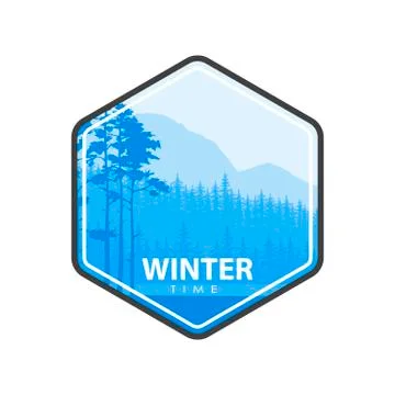 Winter time blue emblem イラスト素材