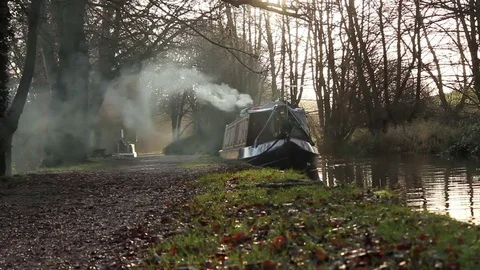 Winter time on a British Canal Video stock 72381796