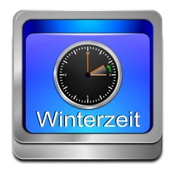 Winter time button -  in german - 3d illustration 스톡 일러스트