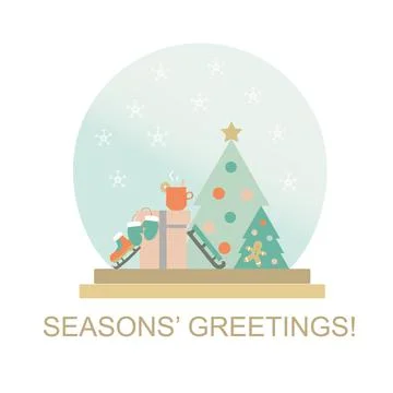 Winter time flat illustration. Christmas flat drawing. Modern style New Year Stock Illustration