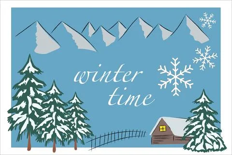 Winter Time Forest Scenery Stock Illustration