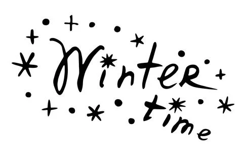 Winter time hand lettering vector doodle illustration. Winter season quotes a Stock Illustration