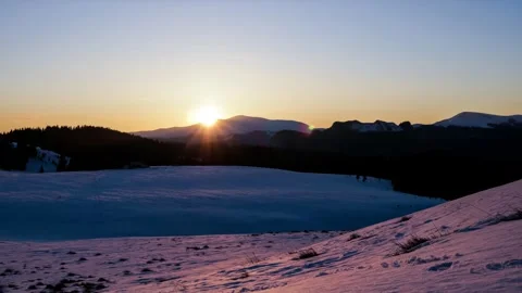 Winter time lapse mountains at sunset Stock Footage 236277054