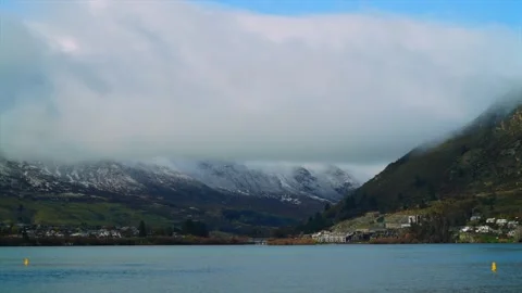 Winter Time lapse Timelapse Lake Wakatipu Queenstown New Zealand South Island Stock Footage 334796803