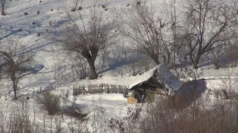 Winter time over a house Stock Footage 18174580