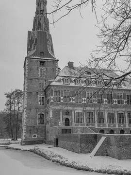 Winter time at raesfeld castle Stock Photos