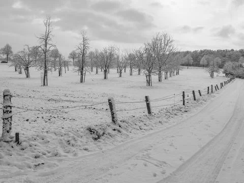 Winter time at raesfeld castle Foto stock